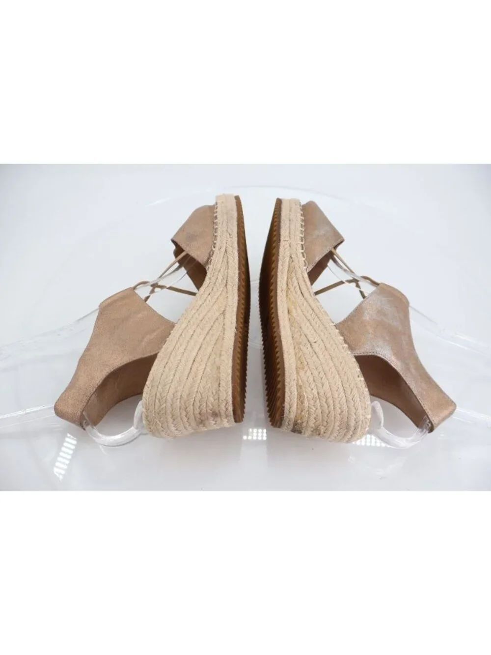 Eileen Fisher Women's Agnes Sandal Size 10 Espadrille Platform Wedge Heel Gold - Picture 9 of 13